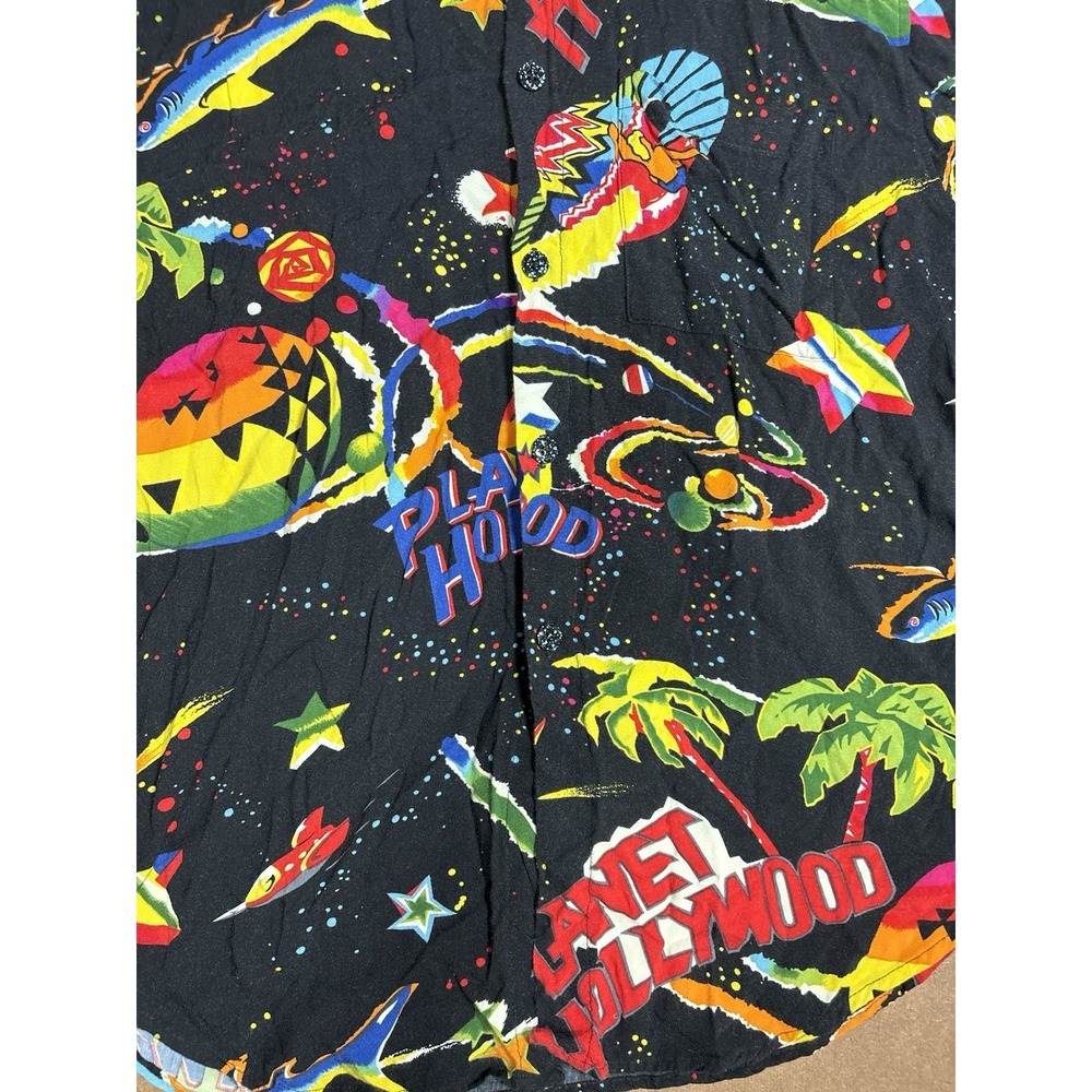 Planet Hollywood Vintage 90's AOP Space Island Surf Button Down Shirt Medium - Picture 2 of 6